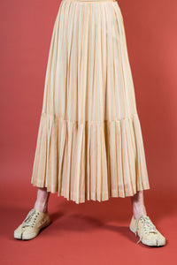 1970s Long Gauze Prairie Pale Stripe Maxi Skirt
