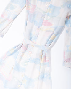 Heavenly Pastel Chiffon Nippon cloud dress with ruffle neck and slip