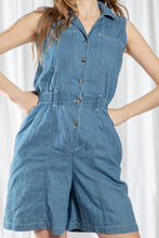 Load image into Gallery viewer, Blue Denim Chambray Romper