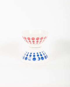 Set of 2 Dot Patterned antique Ceramic Latte Bowls