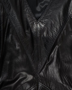 Black Leather Balloon Sleeve Dress