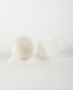 Set of 2 White Milk Glass Mugs