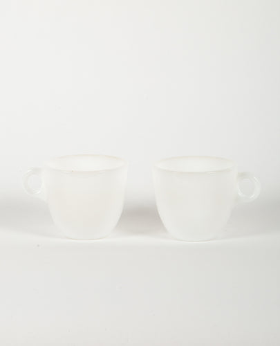 Set of 2 White Milk Glass Mugs