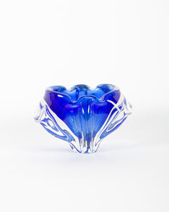 Blue Glass Catchall with Tapered Base