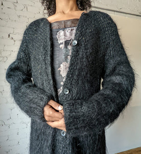 Black 80's Mohair  and Lurex Chunky Knit Sweater