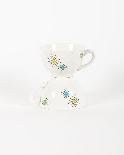 les Etoiles, 1950s French Cups with Atomic Pattern