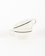 Load image into Gallery viewer, Set of 2 Restaurantware  Heavy Stoneware Cups with Green Stripe