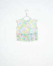 Load image into Gallery viewer, Cropped Pastel Print Ruffle Blouse