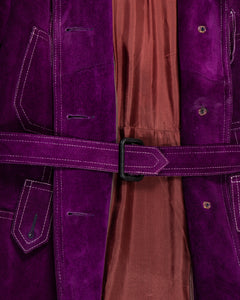 1970s Purple Suede Jacket with White Stitching