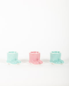 Set of 3 Pastel Ceramic Boot/Feet Egg Cups