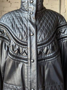 Silver Norma Canada Metallic-Finished Leather Jacket