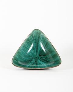 Blue Mountain Pottery Green Ceramic Triangular Bowl