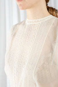 1950s Cream Lace Sheer Blouse