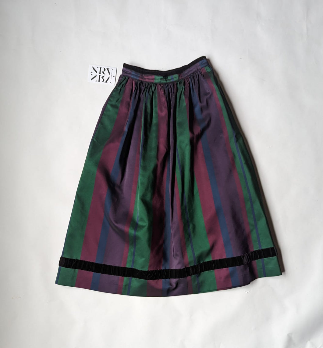 1980's Striped Taffeta Hostess Skirt
