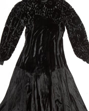 Load image into Gallery viewer, Dévoré  Velvet Burnout Floral  Bias Cut Dress with Dramatic Sleeves 1930s dress M_L