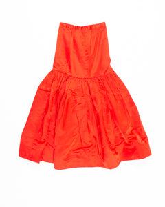 Red Tiered Satin Taffeta Skirt