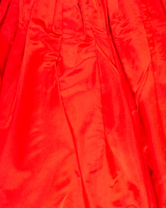 Red Tiered Satin Taffeta Skirt