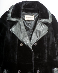 Black Leather and Faux Fur Jacket