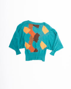 Abstract Fine Mohair Batwing 80s Sweater