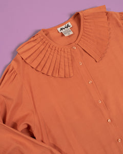 Pumpkin Orange Pleated Collar Blouse