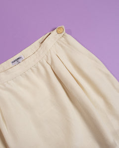 1970s Chanel Cream Silk Skirt