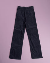 Load image into Gallery viewer, Rare 1970s Navy Blue Fine Wale Corduroy Levis Flare Bellbottom Pants