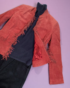 Pink Suede Fringed Y2K Jacket