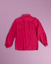 Load image into Gallery viewer, 1980s Hot Pink Silk Cropped Tab Collar Blouse