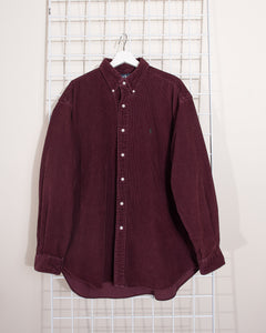 1980s Ralph Lauren Burgundy Wine Cord Button Down Shirt XL
