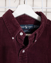 Load image into Gallery viewer, 1980s Ralph Lauren Burgundy Wine Cord Button Down Shirt XL