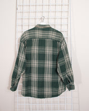 Load image into Gallery viewer, 1990s Green Plaid Flannel with Leather collar