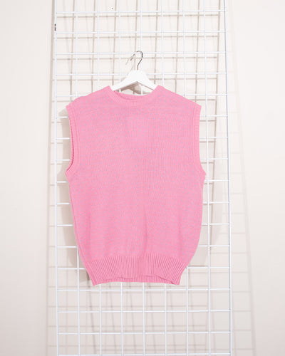 1980s Pink Knit Acrylic Sweater Vest M-L