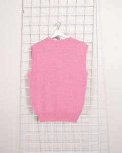 1980s Pink Knit Acrylic Sweater Vest M-L
