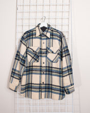 Load image into Gallery viewer, 1960s Cream Blue Green Wool Plaid Flannel Jacket