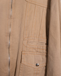 1960s Cotton Zip Jacket Beige With Orange Top Stitching