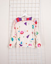Load image into Gallery viewer, Abstract Silk Rainbow Geometric Memphis-style 80s Blouse