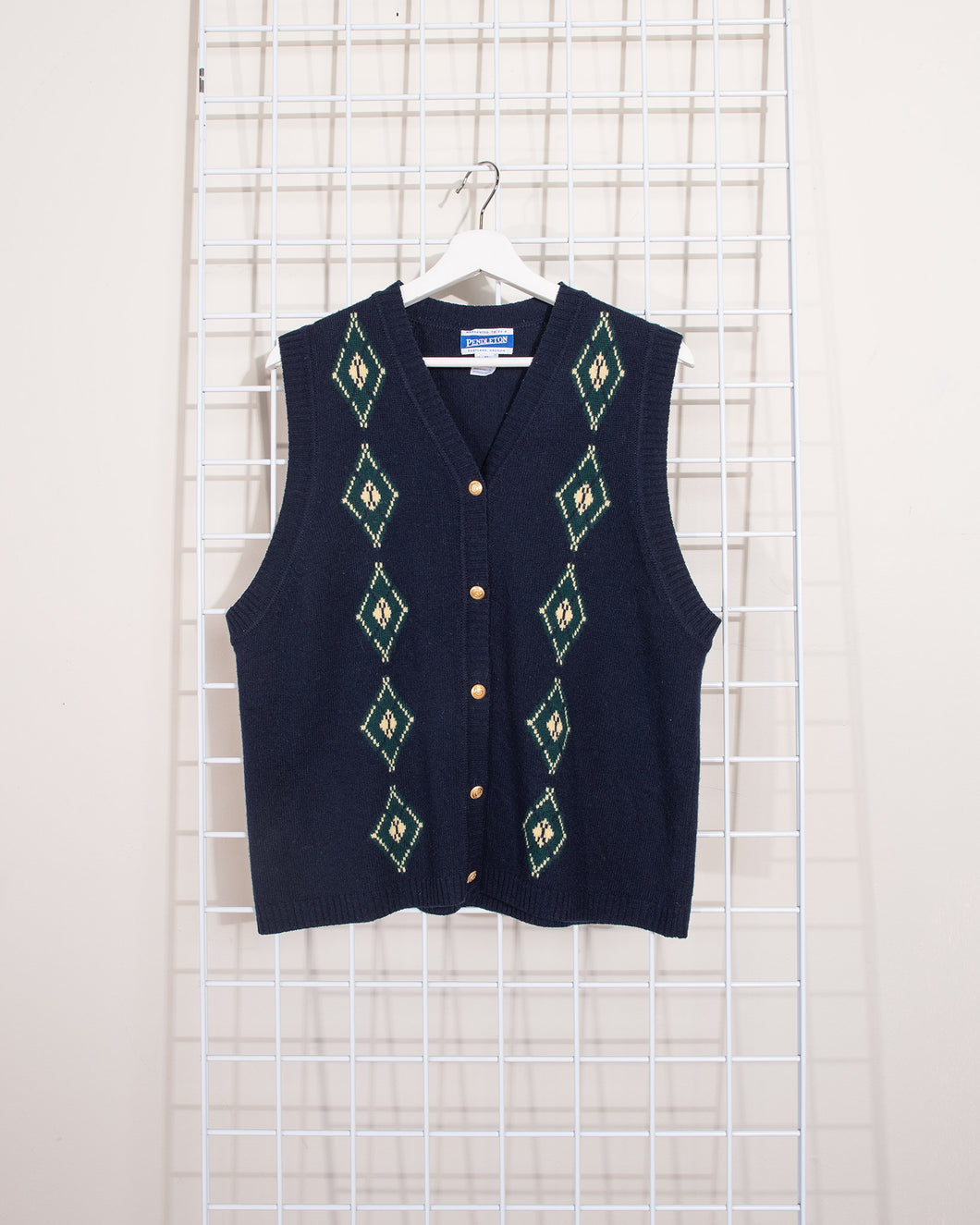 Navy And Green Pendleton Argyle Sweater Vest XL