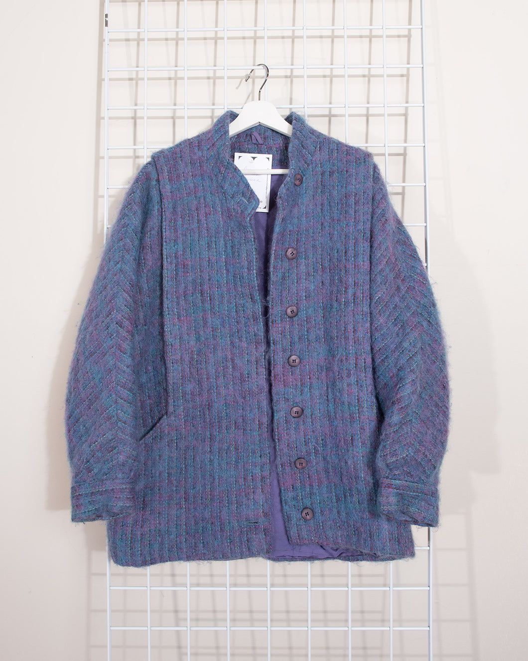 1980s Lavender Purple Blue Mohair Jacket 3/4 Length