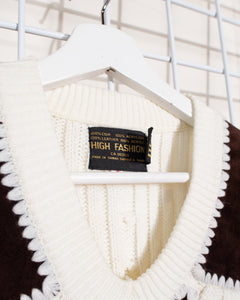 1970s Suede, Knit and  Crochet Vest med