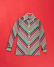 Load image into Gallery viewer, 70s Bright Primary Chevron Stripe with Dagger Collar Jacket