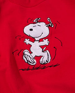 Rare Snoopy Peanuts Red Sweatshirt with Satin Appliqué and Embroidery 1990s
