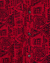 Load image into Gallery viewer, 80s Gap Red and Black Cotton Short Sleeve Button Up with Batik style print