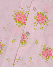 Load image into Gallery viewer, 1970s Pink Pastel Dagger Collar With Bright Floral Bouquet Swirl  Print