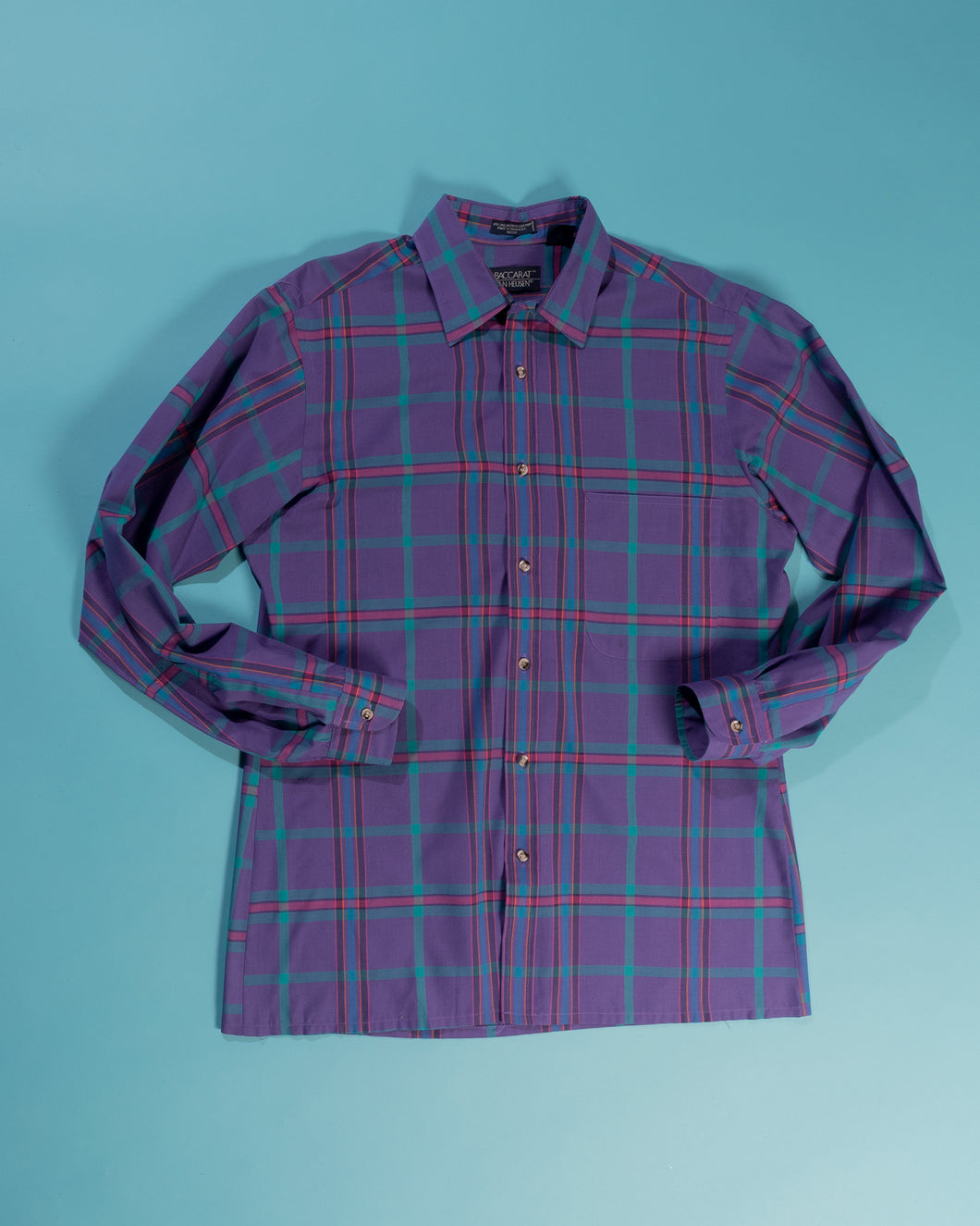 80s Bold Purple Plaid Shirt
