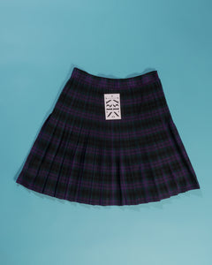 Purple Plaid Pleated Mini Skirt