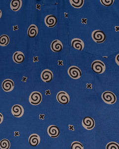 2 Piece Skirt Set 80s Rodier France Blue Graphic Swirl  print Size Large
