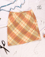 Load image into Gallery viewer, 90s Cream and Pink and Sage Plaid A-Line Mini Skirt