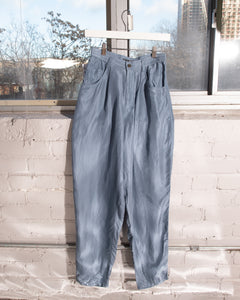 1980s High Waisted Blue Slate Silk "Jeans"