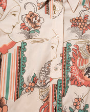 Load image into Gallery viewer, Ship and Shore 70s Figural Novelty Print Dagger Collar Poly Blouse
