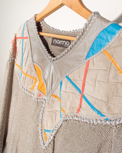 1980s Norma Canada Mixed Fibre - Suede Knit and Ribbon Top
